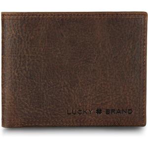 imageLucky Brand Mens Bifold Wallet  ID Window  Card Slots  Genuine Leather  Organization  Durable  StylishDBL Stitched Leather  Brown