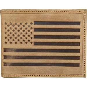 imageLucky Brand Mens Bifold Wallet  ID Window  Card Slots  Genuine Leather  Organization  Durable  StylishFlag Embossed Leather  Tan