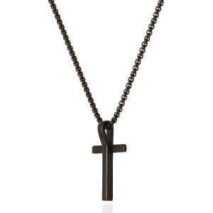 imageLucky Brand Mens Black Cross Pendant Necklace 22quotquot Black OnyxPlated Cross Necklace for Men Cross Jewelry