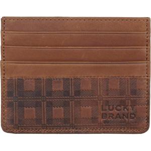 imageLucky Brand Mens Slim Wallet Case  Id Window  Card Slot  Minimalist Design  Lightweight  LeatherPlaid Embossed Leather  Brown