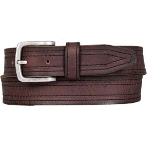 imageLucky Brand Mens Stitched Leather Belt  Classic  Casual  Dress  Everyday  Western  Genuine Leather  Metal BuckleAntiqued Leather  Brown