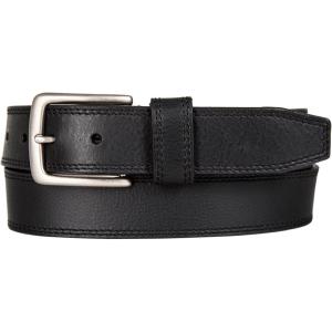 imageLucky Brand Mens Stitched Leather Belt  Classic  Casual  Dress  Everyday  Western  Genuine Leather  Metal BuckleDouble Stitch  Black