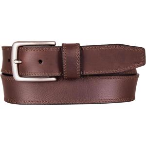 imageLucky Brand Mens Stitched Leather Belt  Classic  Casual  Dress  Everyday  Western  Genuine Leather  Metal BuckleDouble Stitch  Brown