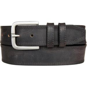 imageLucky Brand Mens Stitched Leather Belt  Classic  Casual  Dress  Everyday  Western  Genuine Leather  Metal BuckleTriple Needle Stitch  Black