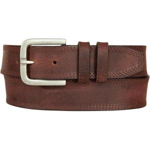 imageLucky Brand Mens Stitched Leather Belt  Classic  Casual  Dress  Everyday  Western  Genuine Leather  Metal BuckleTriple Needle Stitch  Brown