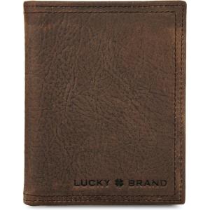 imageLucky Brand Mens Trifold Wallet  ID Window  Card Slots Organization  Durable  Stylish DBL Stitched LeatherBrown LFold