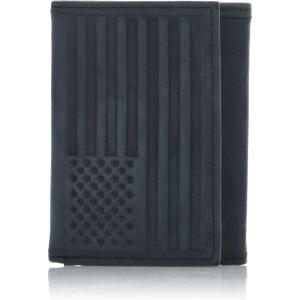 imageLucky Brand Mens Trifold Wallet  Id Window  Card Slots  Leather  Organization  Durable  StylishFlag Embossed Leather  Black
