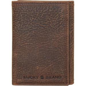 imageLucky Brand Mens Trifold Wallet Id Window Card Slots Leather Organization Durable Stylish Double StitchedBrown TriFold