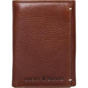imageLucky Brand Mens Trifold Wallet Id Window Card Slots Organization Durable Stylish Grain LeatherBrown TriFold