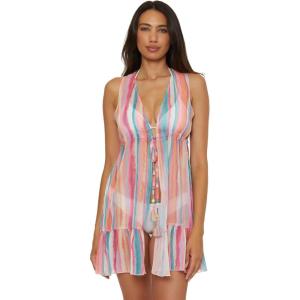imageLucky Brand Porto Covo Open Front Chiffon Tunic Beach Cover Ups for WomenMulticolor