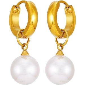 imageLucky Brand Real Gold Plated Imitation Pearl Drop Dangle Earrings