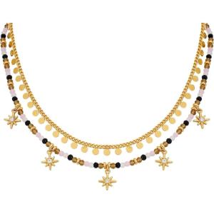 imageLucky Brand Stylish Necklace2 Layer Trendy Metal Dangle And Beaded Necklace