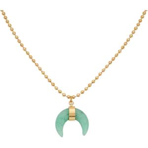 imageLucky Brand Stylish NecklaceCrescent Moon Shaped Green Aventurine Stone Pendant Necklace