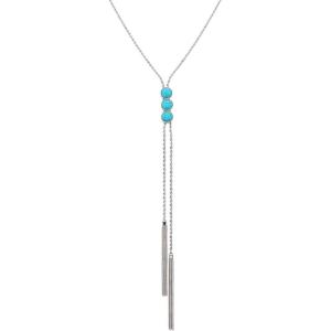 imageLucky Brand Stylish NecklaceSilver Y Shaped with Howlite Stone Pendant