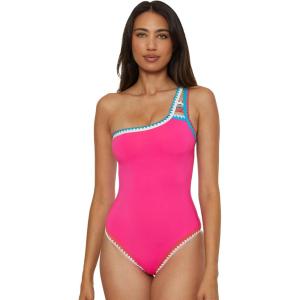 imageLucky Brand Womens Avila Asymmetrical One Piece Swimsuit Adjustable Tie Back Bathing SuitsCandy Pink