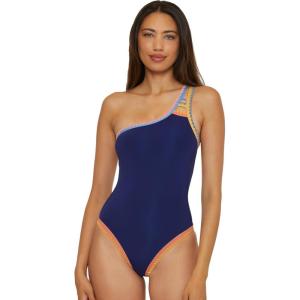 imageLucky Brand Womens Avila Asymmetrical One Piece Swimsuit Adjustable Tie Back Bathing SuitsNavy