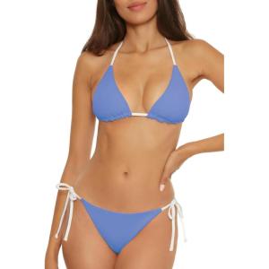 imageLucky Brand Womens Clear Lines Reversible Triangle Top and Tie Side Bottom Bikini Set Adjustable Two Piece SwimsuitsPeri