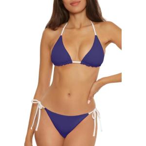 imageLucky Brand Womens Clear Lines Reversible Triangle Top and Tie Side Bottom Bikini Set Adjustable Two Piece SwimsuitsStarry Night