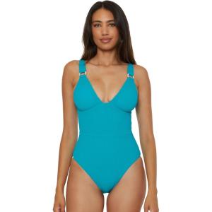 imageLucky Brand Womens Valencia One Piece Swimsuit Plunge VNeck Bathing SuitsOcean