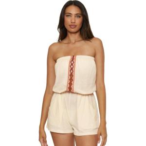 imageLucky Brand womens Malaga Bandeau Romper Crochet Trim Casual Beach Cover Ups for WomenNatural