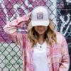 imageLucky Brand Trucker Hat  Snapback  Adjustable  Mesh Back  Baseball Cap  Golf  Fishing  American HeritageClover Patch  Light Grey