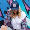 imageLucky Brand Trucker Hat  Snapback  Adjustable  Mesh Back  Baseball Cap  Golf  Fishing  American HeritageClover Patch  Navy