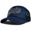 imageLucky Brand Trucker Hat  Snapback  Adjustable  Mesh Back  Retro  Baseball Cap  Golf  Fishing  American HeritageLucky Print  Navy