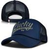imageLucky Brand Trucker Hat  Snapback  Adjustable  Mesh Back  Retro  Baseball Cap  Golf  Fishing  American HeritageLucky Print  Navy