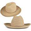 imageLucky Brand Womens Cowboy Hat  Western  Woven  Wide Brim  Adjustable  Breathable  Straw  Sun ProtectionWoven Western  Stone