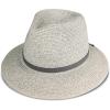 imageLucky Brand Womens Summer Straw Wide Brim Boater Panama Adjustable Hat One Size Fits MostLeather Tie  Gray