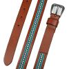imageLucky Brand Womens WesternInspired Leather Belt  Classic  American Heritage  Casual  Vintage  CowboyTurquoise Beaded  Tan