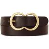 imageLucky Brand Womens Fashion Leather Belt  Stylish  Trend  Classic  Modern  Jean  Pant  Skirt  DressDouble Ring Statement Buckle  Brown