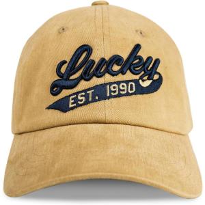 imageLucky Brand Classic Cotton Hat  Adjustable  Dad Hat  Baseball Cap  Golf  Fishing  Low Profile  5 Panel Design1990 Embroidered  Gold