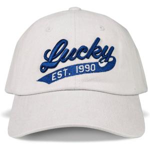 imageLucky Brand Classic Cotton Hat  Adjustable  Dad Hat  Baseball Cap  Golf  Fishing  Low Profile  5 Panel Design1990 Embroidered  Light Grey