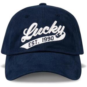 imageLucky Brand Classic Cotton Hat  Adjustable  Dad Hat  Baseball Cap  Golf  Fishing  Low Profile  5 Panel Design1990 Embroidered  Navy