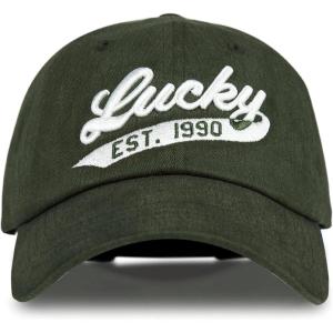 imageLucky Brand Classic Cotton Hat  Adjustable  Dad Hat  Baseball Cap  Golf  Fishing  Low Profile  5 Panel Design1990 Embroidered  Olive