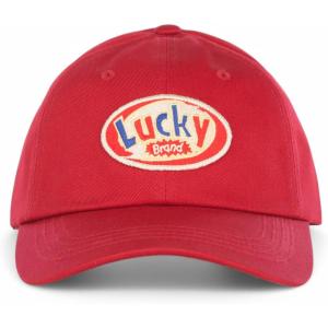imageLucky Brand Classic Cotton Hat  Adjustable  Dad Hat  Baseball Cap  Golf  Fishing  Low Profile  5 Panel DesignEmbroidered Patch  Red