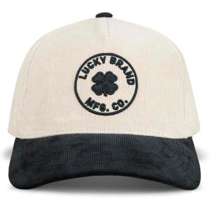 imageLucky Brand Classic Cotton Hat  Adjustable  Dad Hat  Baseball Cap  Golf  Fishing  Low Profile  5 Panel DesignMfg Co Embroidered  Cream