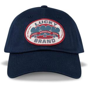 imageLucky Brand Classic Cotton Hat  Adjustable  Dad Hat  Baseball Cap  Golf  Fishing  Low Profile  5 Panel DesignOval Clover Patch  Dark Navy