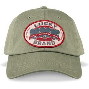 imageLucky Brand Classic Cotton Hat  Adjustable  Dad Hat  Baseball Cap  Golf  Fishing  Low Profile  5 Panel DesignOval Clover Patch  Moss