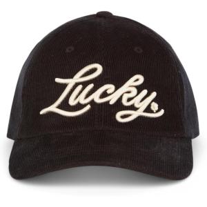 imageLucky Brand Classic Cotton Hat  Adjustable  Dad Hat  Baseball Cap  Golf  Fishing  Low Profile  5 Panel DesignScript Corduroy  Black