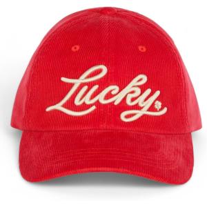 imageLucky Brand Classic Cotton Hat  Adjustable  Dad Hat  Baseball Cap  Golf  Fishing  Low Profile  5 Panel DesignScript Corduroy  Red