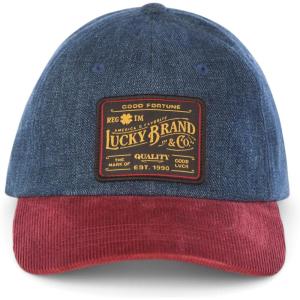 imageLucky Brand Classic Cotton Hat  Adjustable  Dad Hat  Baseball Cap  Golf  Fishing  Low Profile  5 Panel DesignVintage Denim  Red