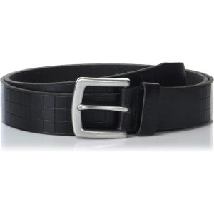 imageLucky Brand Mens Genuine Leather Belt  Classic  Casual  Everyday  Western  American Heritage  Metal BuckleGrid Tooled Embossed  Black
