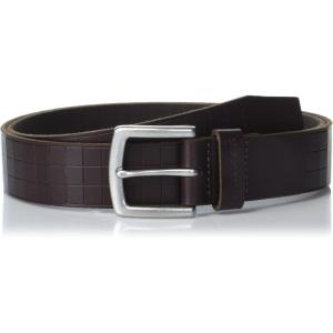 imageLucky Brand Mens Genuine Leather Belt  Classic  Casual  Everyday  Western  American Heritage  Metal BuckleGrid Tooled Embossed  Brown