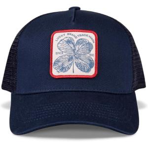 imageLucky Brand Trucker Hat  Snapback  Adjustable  Mesh Back  Baseball Cap  Golf  Fishing  American HeritageClover Patch  Navy