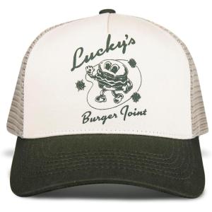 imageLucky Brand Trucker Hat  Snapback  Adjustable  Mesh Back  Retro  Baseball Cap  Golf  Fishing  American HeritageBurger Joint  Olive
