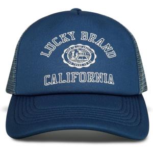 imageLucky Brand Trucker Hat  Snapback  Adjustable  Mesh Back  Retro  Baseball Cap  Golf  Fishing  American HeritageCollegiate  Blue