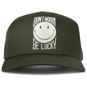 imageLucky Brand Trucker Hat  Snapback  Adjustable  Mesh Back  Retro  Baseball Cap  Golf  Fishing  American HeritageDont Worry  Be Lucky  Olive