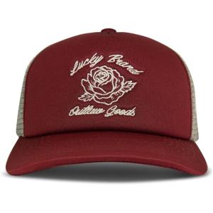 imageLucky Brand Trucker Hat  Snapback  Adjustable  Mesh Back  Retro  Baseball Cap  Golf  Fishing  American HeritageLucky Rose  Red